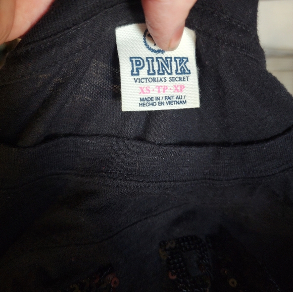 Pink Victoria's Secret sequin bling black xsmall shirt (love pink 86) - Picture 3 of 3